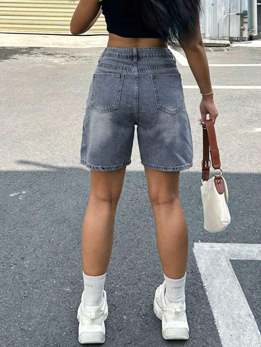 SHEIN KRÓTKIE SPODENKI JEANS RIPPED PK01__L