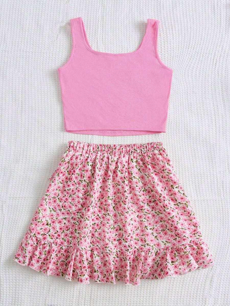 SHEIN KOMPLET TOP SPÓDNICA S06__134/140
