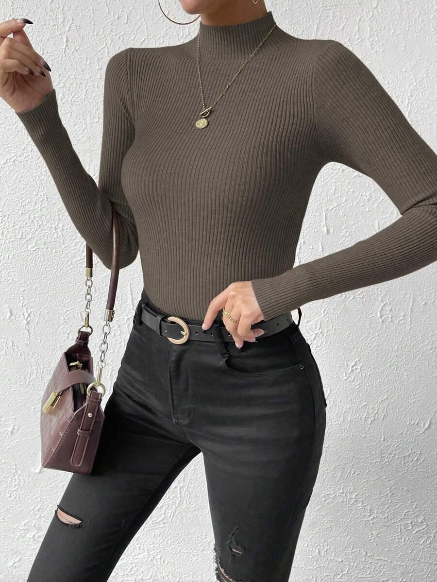 SHEIN BRĄZOWY SWETER PRĄŻKI S06__XXL