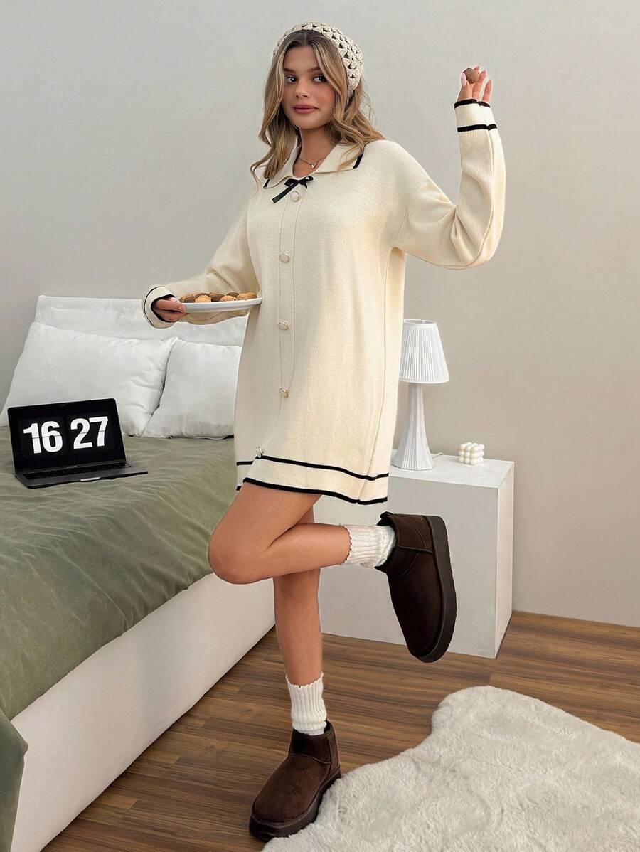 EURMUSE DZIANINOWY SWETER GUZIKI S06__L