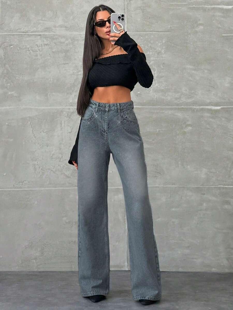 EURMUSE SPODNIE JEANS ZDOBIENIA DŻETY