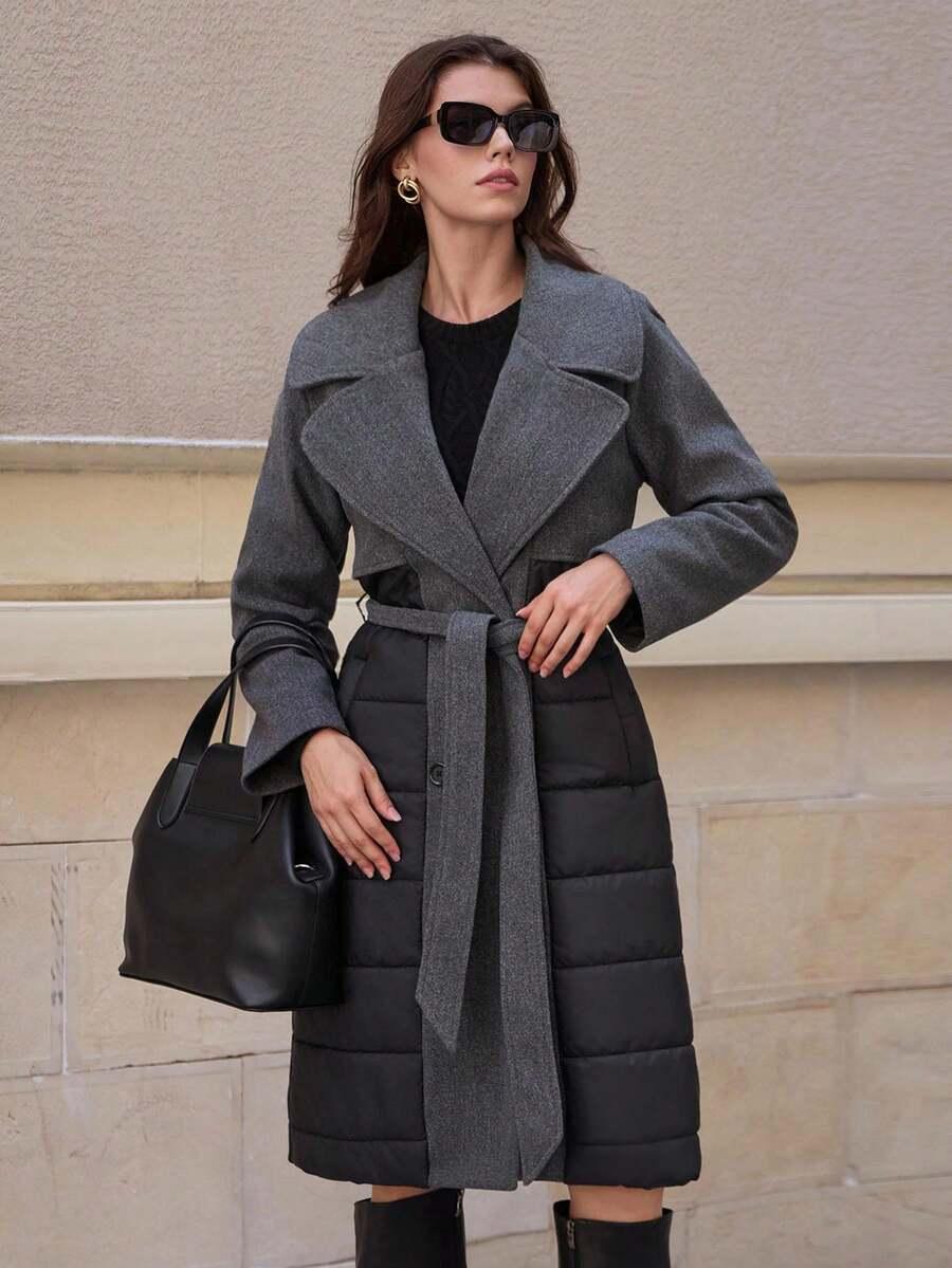 SHEIN DWURZĘDOWY ŁĄCZONY PŁASZCZ W01__S