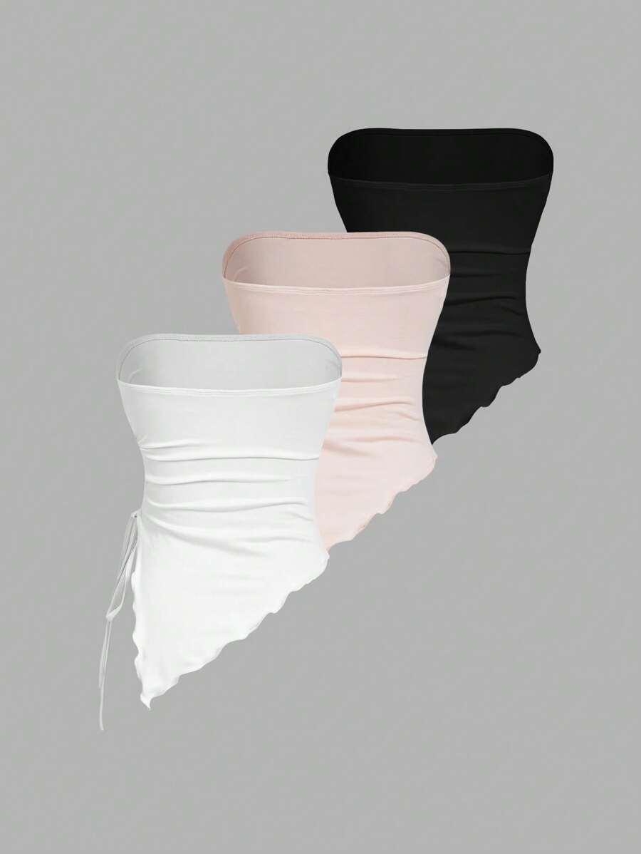 SHEIN ASYMETRYCZNY TOP 3 PACK S06__XS