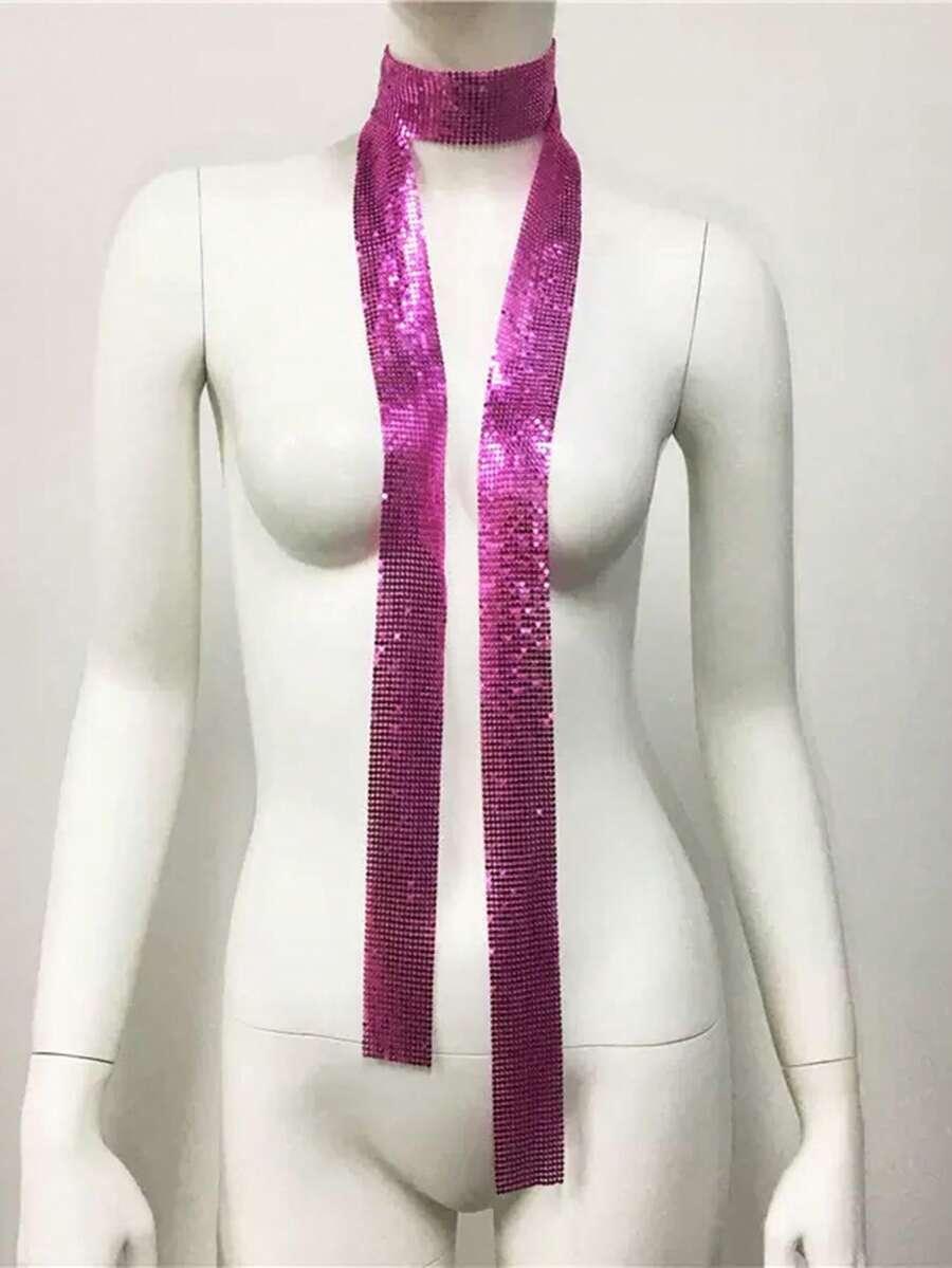 SHEIN RÓŻOWY METALICZNY SZAL S07