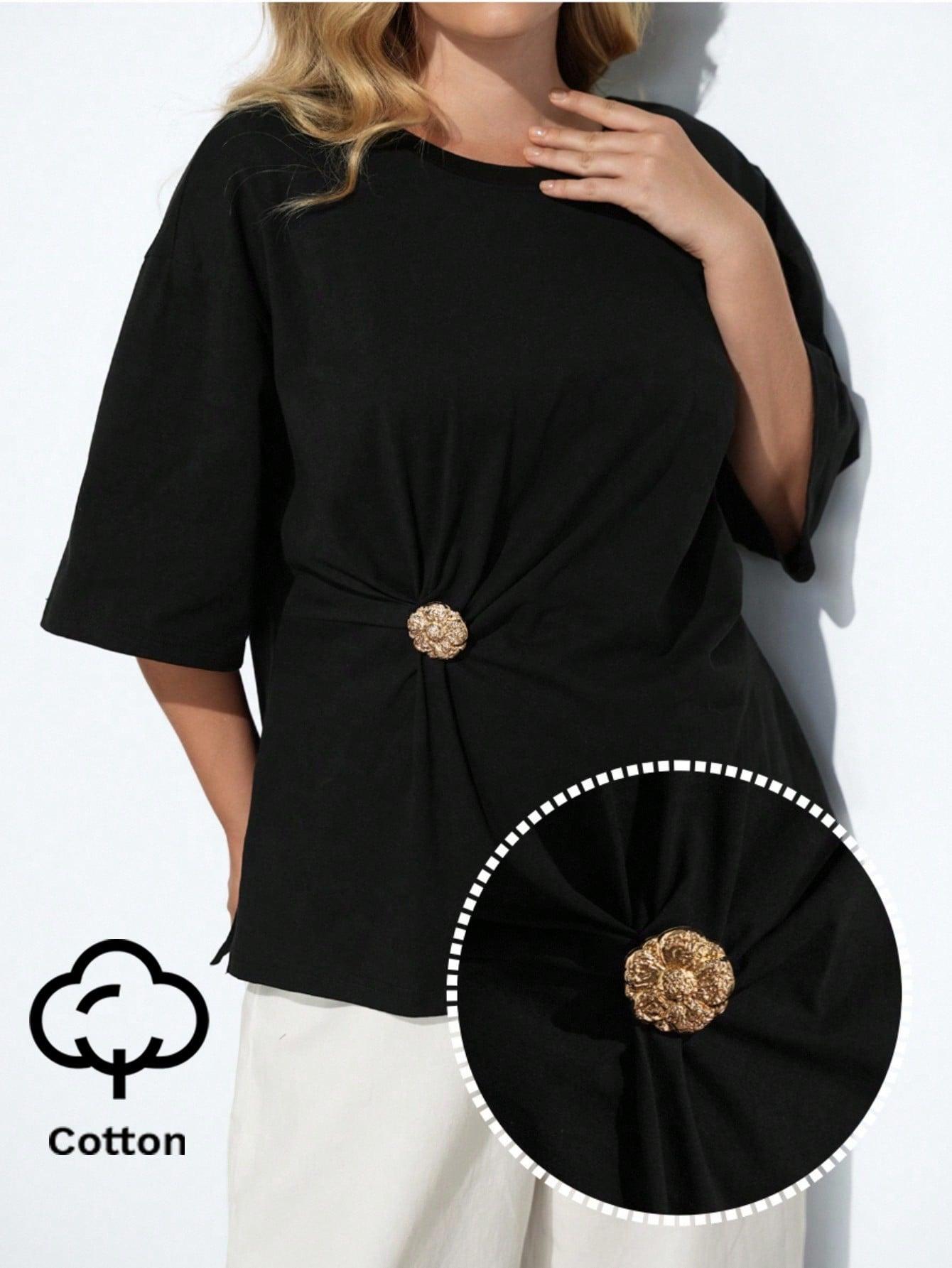 SHEIN CZARNA BLUZKA ZDOBIENIE S06__50