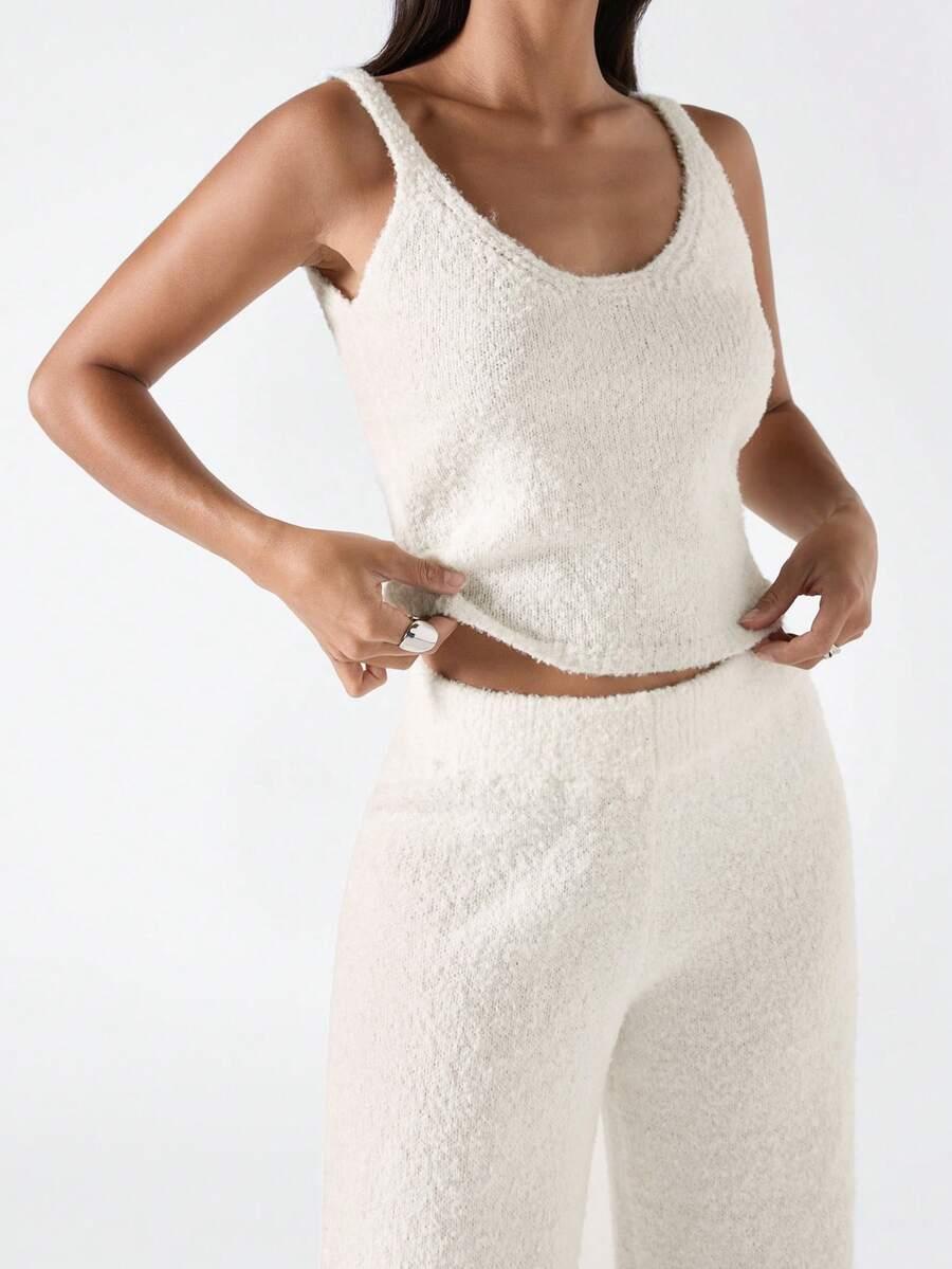 SHEIN DZIANINOWY KOMPLET TOP SPODNIE S06__L