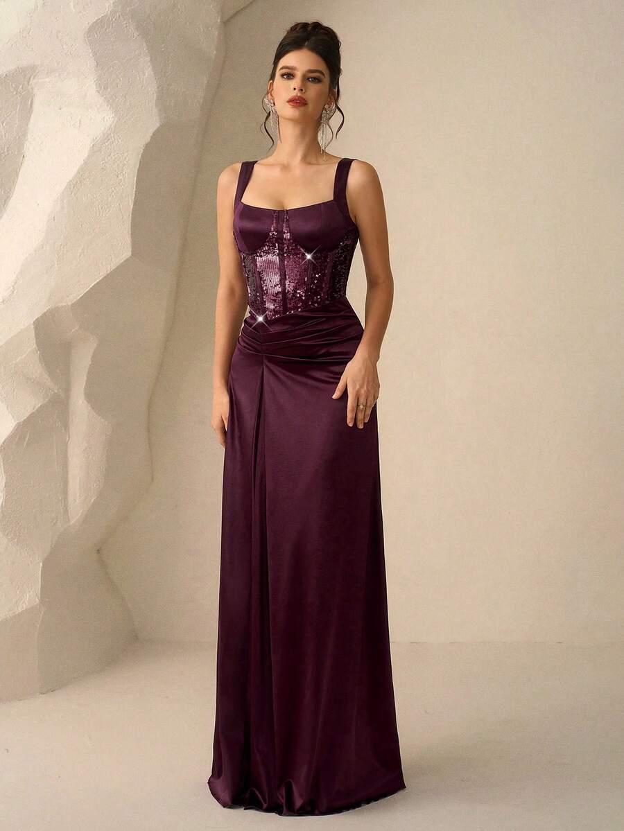 COUTIVA BORDOWA MAXI SUKIENKA CEKINY S06__XXL