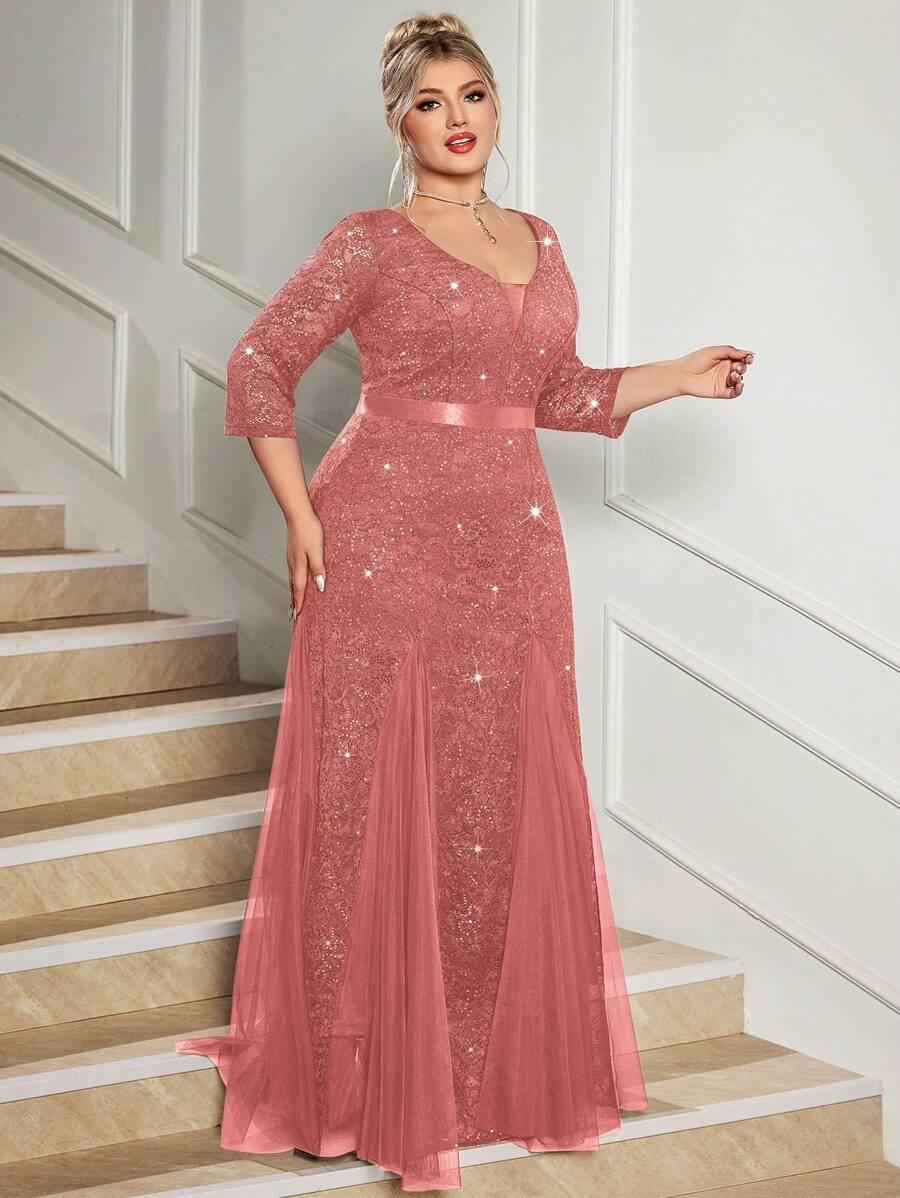 SHEIN RÓŻOWA MAXI SUKIENKA S06__XXL
