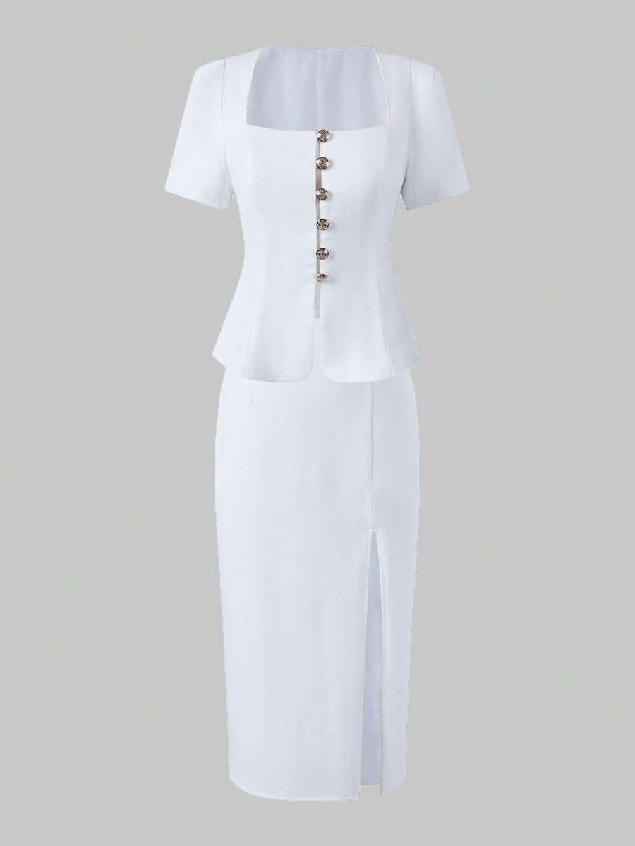 SHEIN KOMPLET BLUZKA SPÓDNICA S06__XS