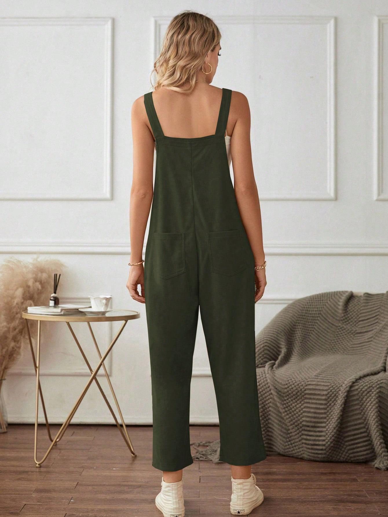 SHEIN ZIELONY KOMBINEZON KIESZENIE PK01__M