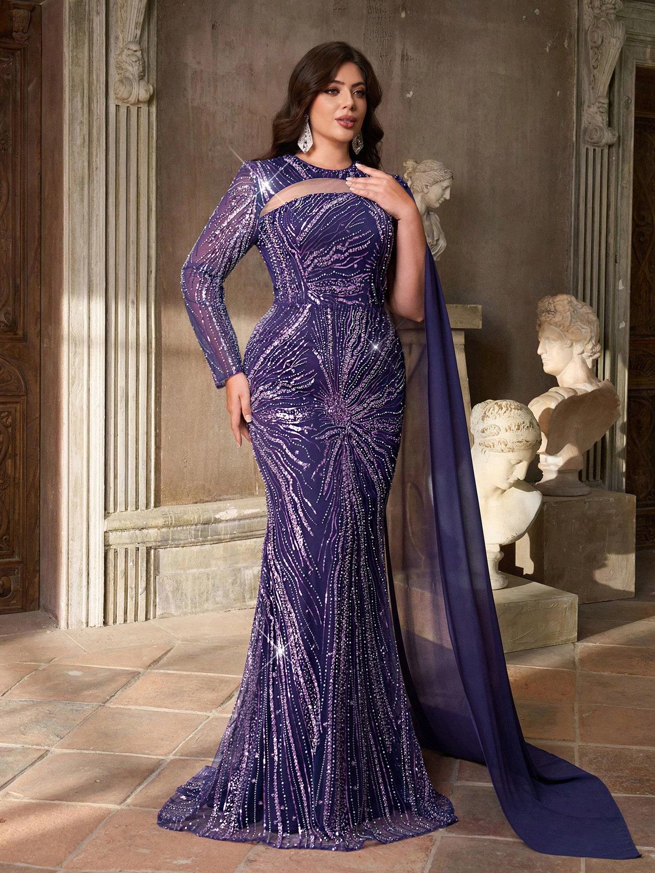SHEIN FIOLETOWA MAXI SUKIENKA ZDOBIENIE S06__46