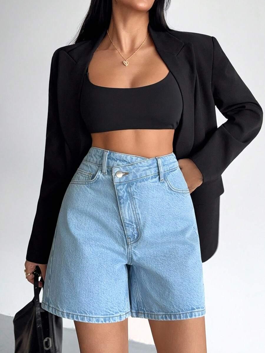 SHEIN NIEBIESKIE SPODENKI JEANS PK01__M