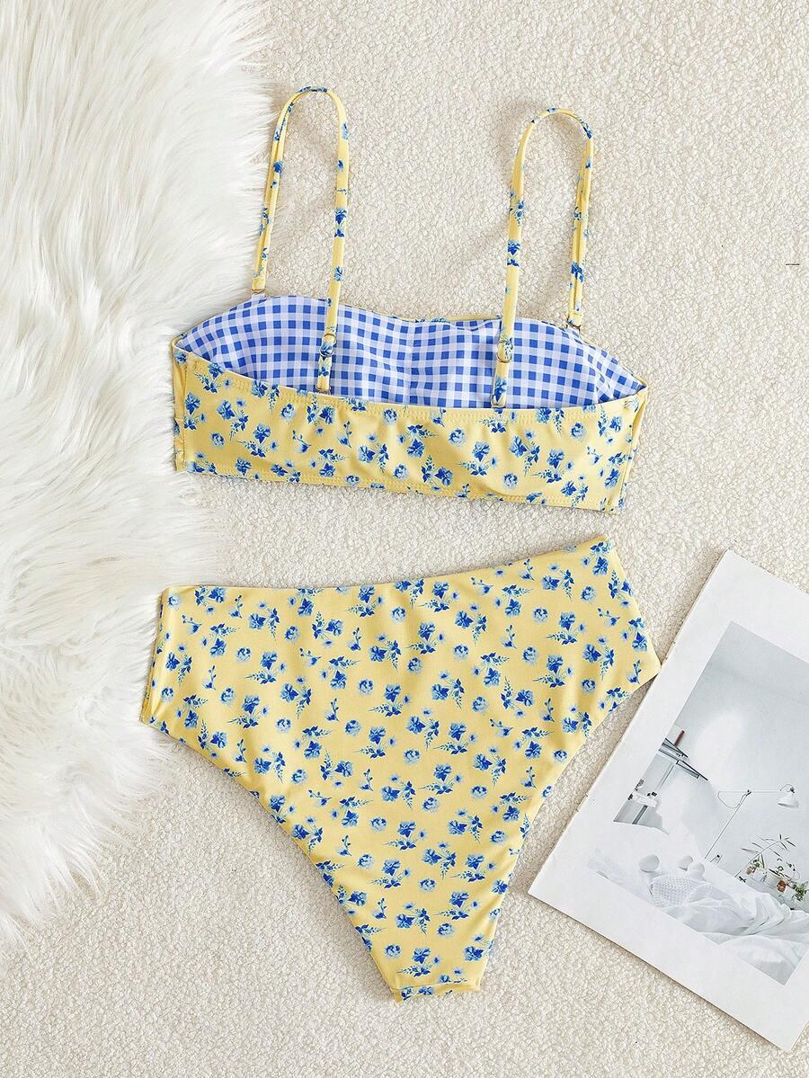 SHEIN DWUCZĘŚCIOWY STRÓJ KĄPIELOWY WZÓR KWIATY S09__S
