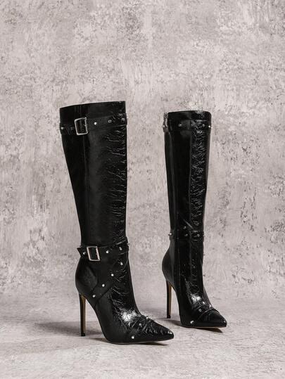 SHEIN CZARNE KOZAKI ZDOBIENIE W01__39