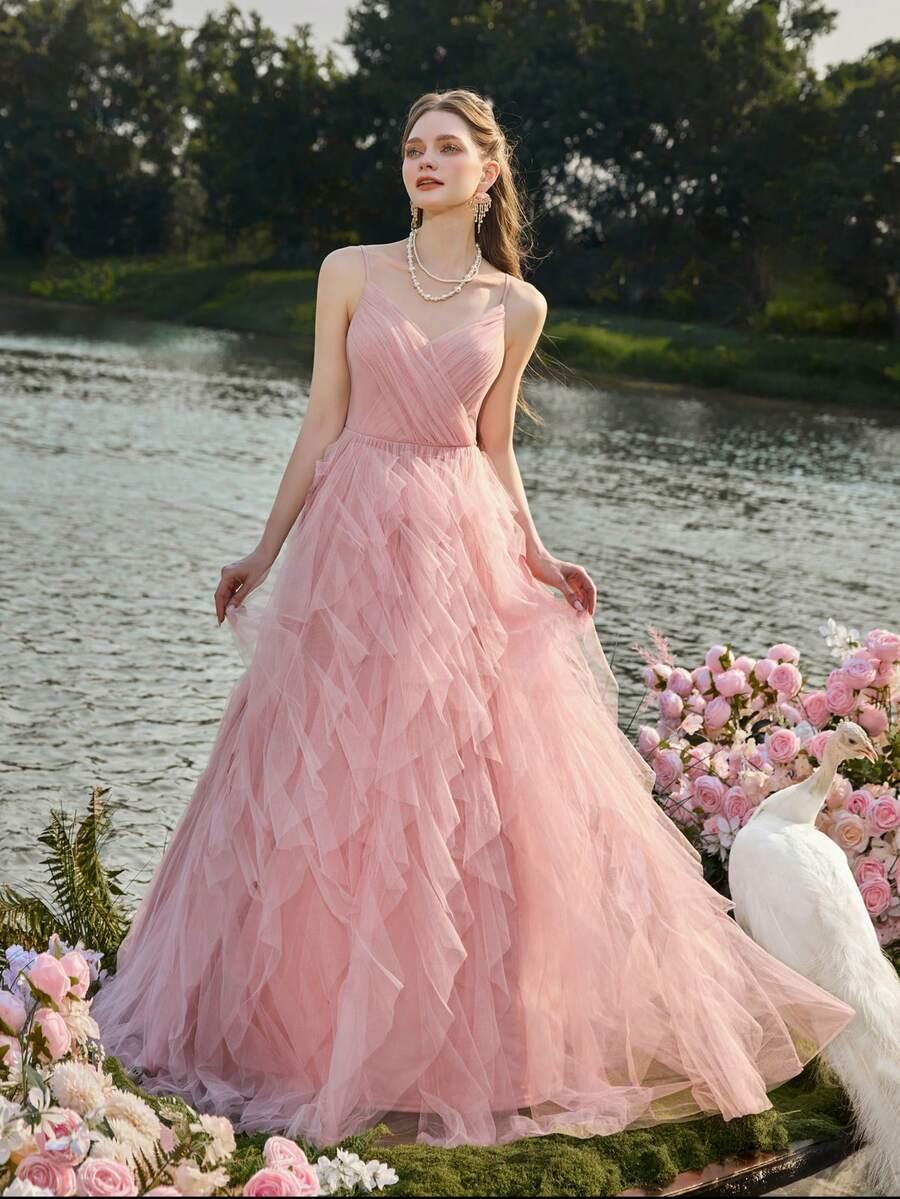 FAERIESTY RÓŻOWA MAXI SUKIENKA S06__XS