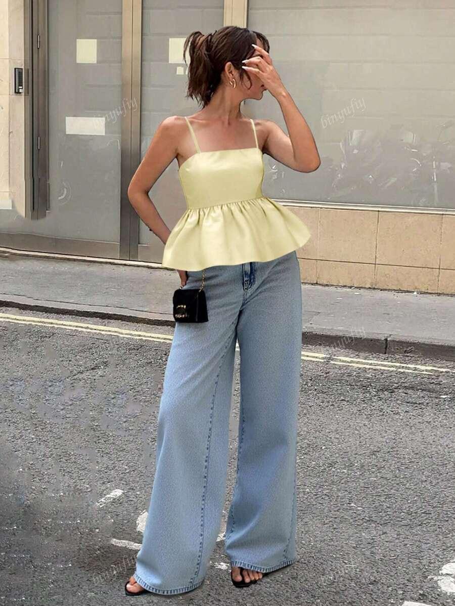 SHEIN ŻÓŁTY TOP NA RAMIĄCZKACH PK01__XL