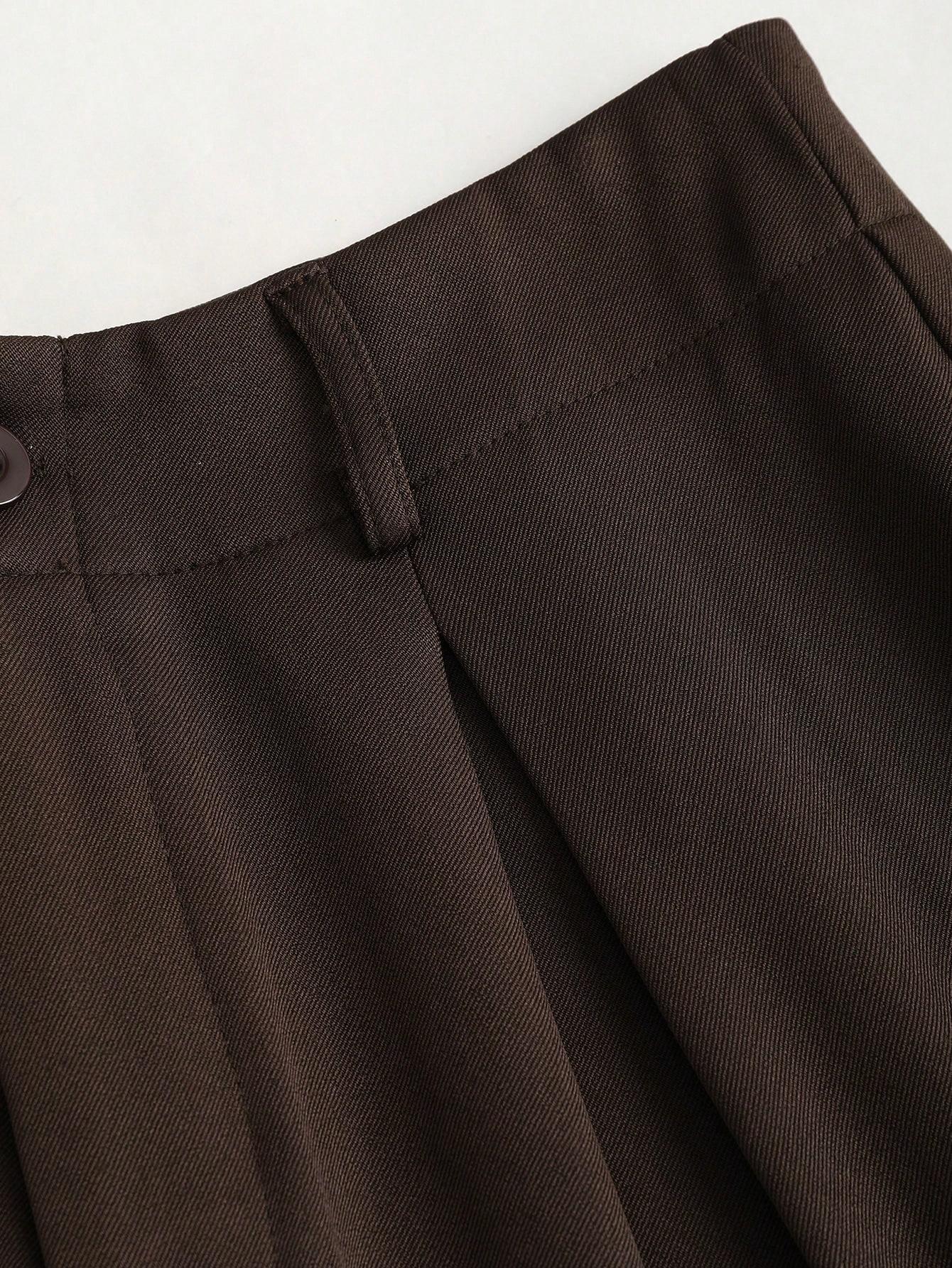 SHEIN BRĄZOWE PROSTE SPODNIE S06__46