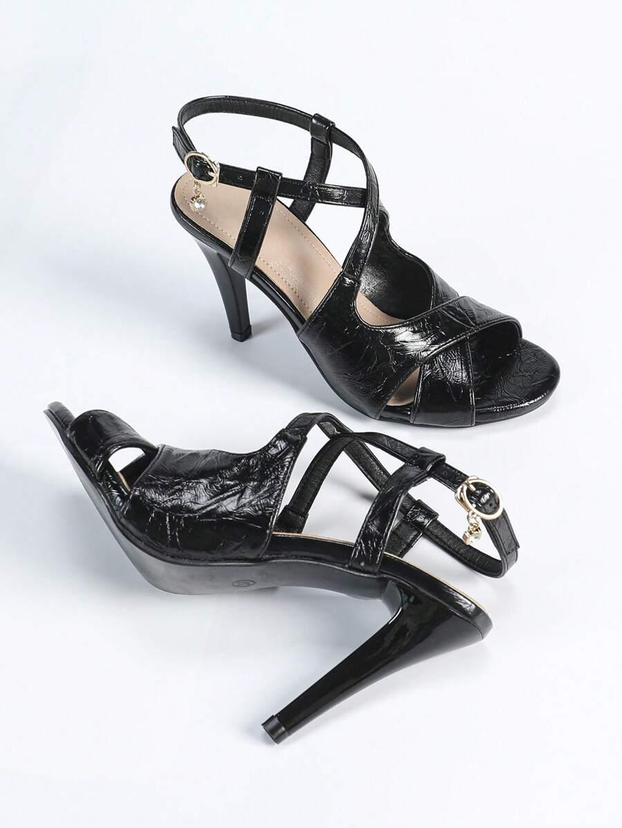 SHEIN CZARNE SANDAŁY WYCIĘCIA PK01__36