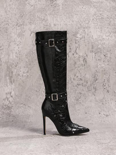 SHEIN CZARNE KOZAKI ZDOBIENIE W01__39