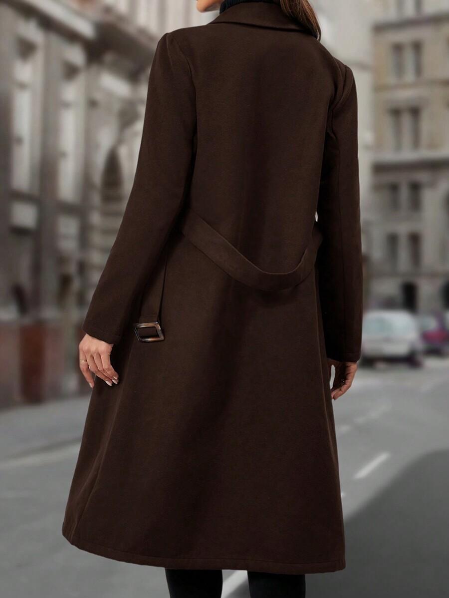 EMERY ROSE KLASYCZNY PŁASZCZ DWURZĘDOWY W01__XL