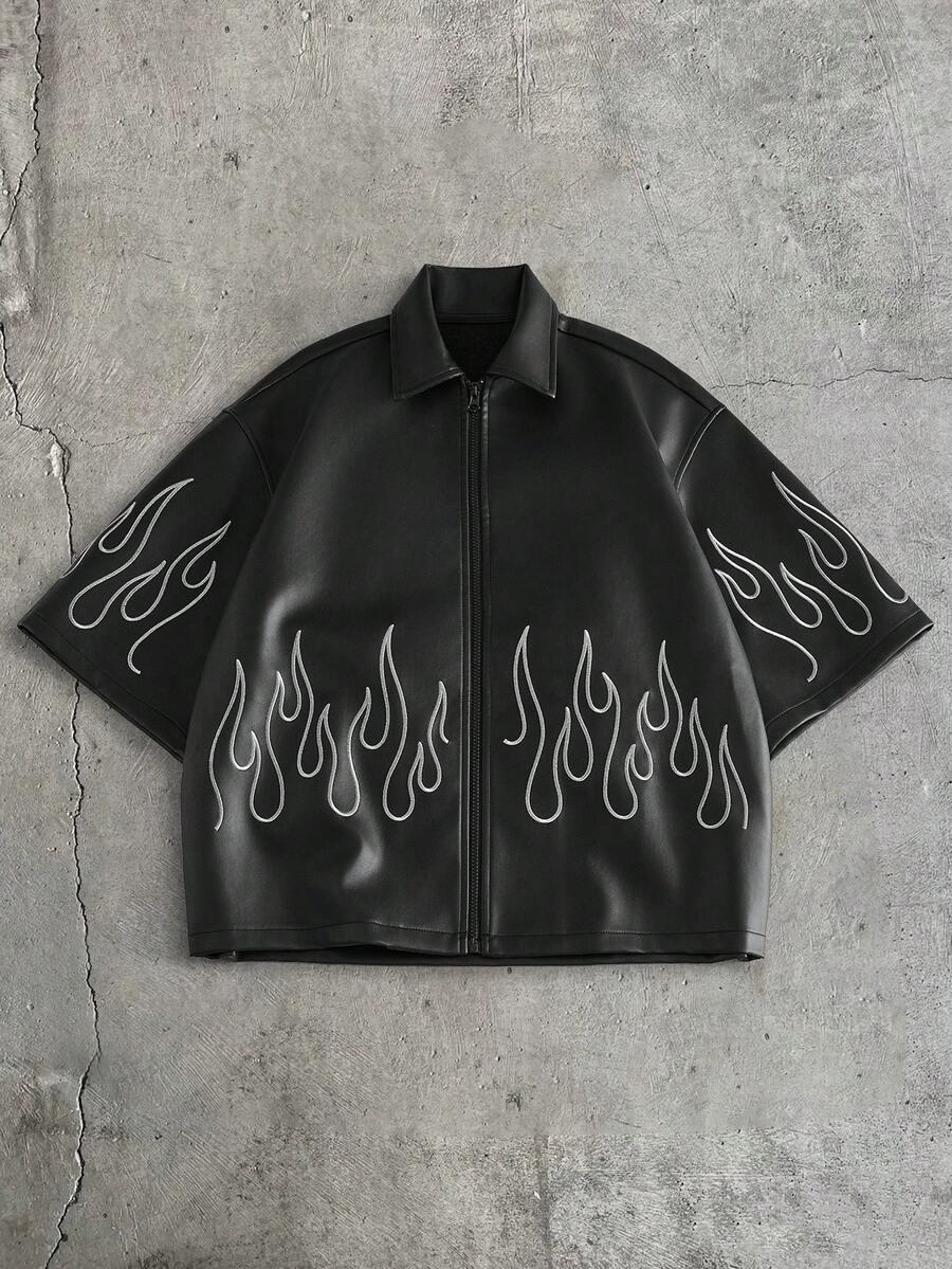 SHEIN KOSZULA IMITACJA SKÓRY HAFT S06__XL