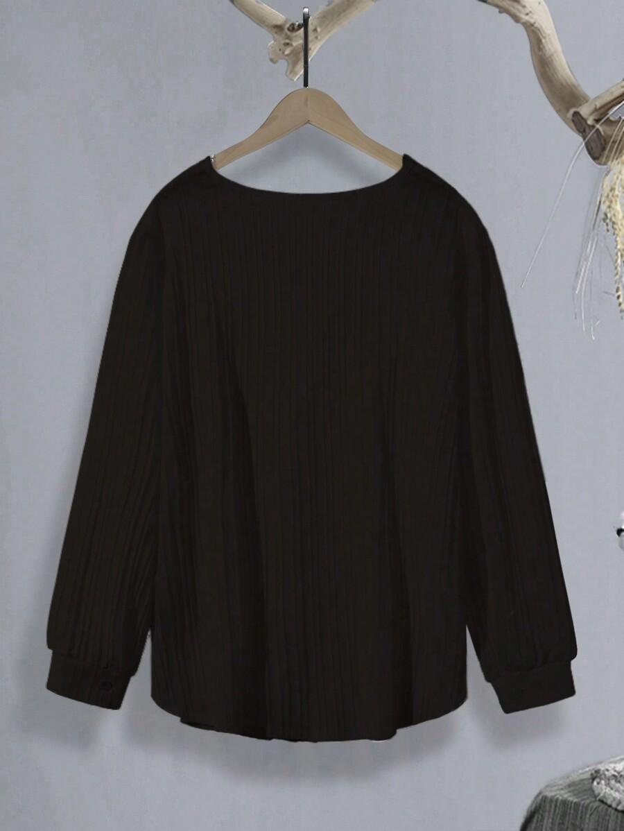 SHEIN CZARNA BLUZKA PRĄŻKI V-NECK S06__46