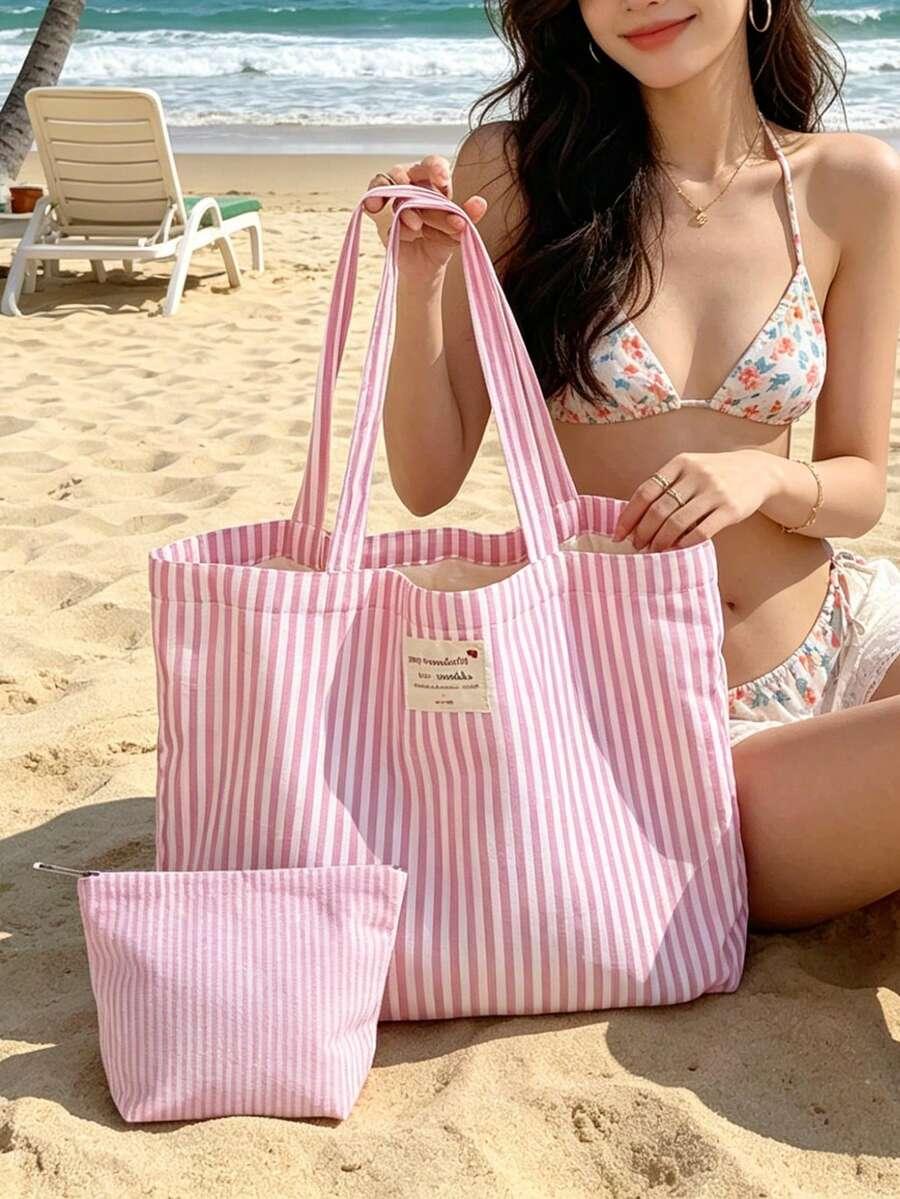 SHEIN TORBA PLAŻOWA W PASKI S07