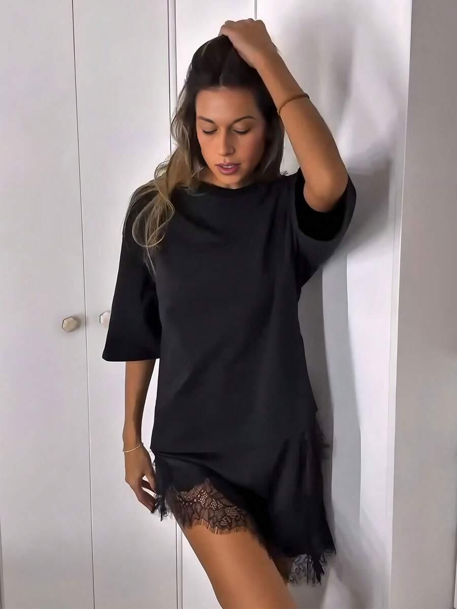 SHEIN CZARNA ASYMETRYCZNA BLUZKA S06__L
