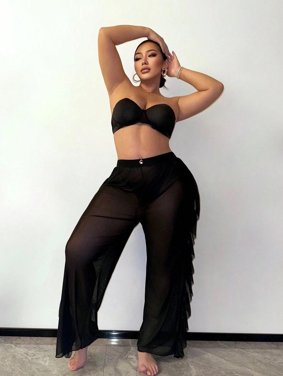 SLAYDIVA CZARNE SPODNIE SIATECZKA S09__48
