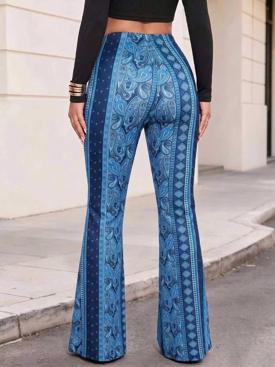 SHEIN SPODNIE DZWONY WZÓR PK01__M