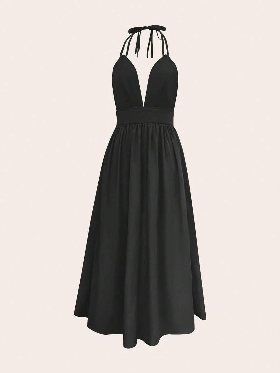 SHEIN CZARNA SUKIENKA WIĄZANIE S06__XS