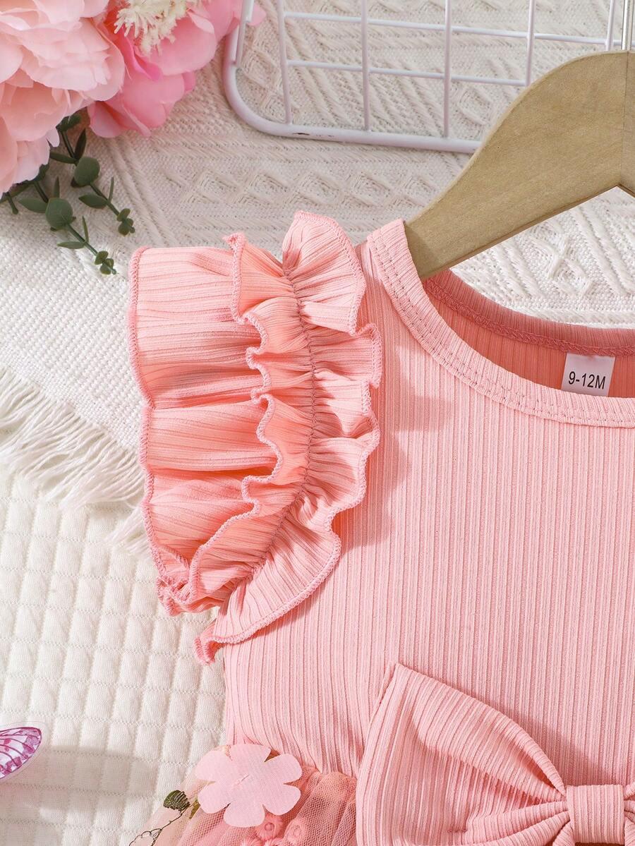 SHEIN RÓŻOWA SUKIENKA KRÓTKI RĘKAW S06__80-86CM