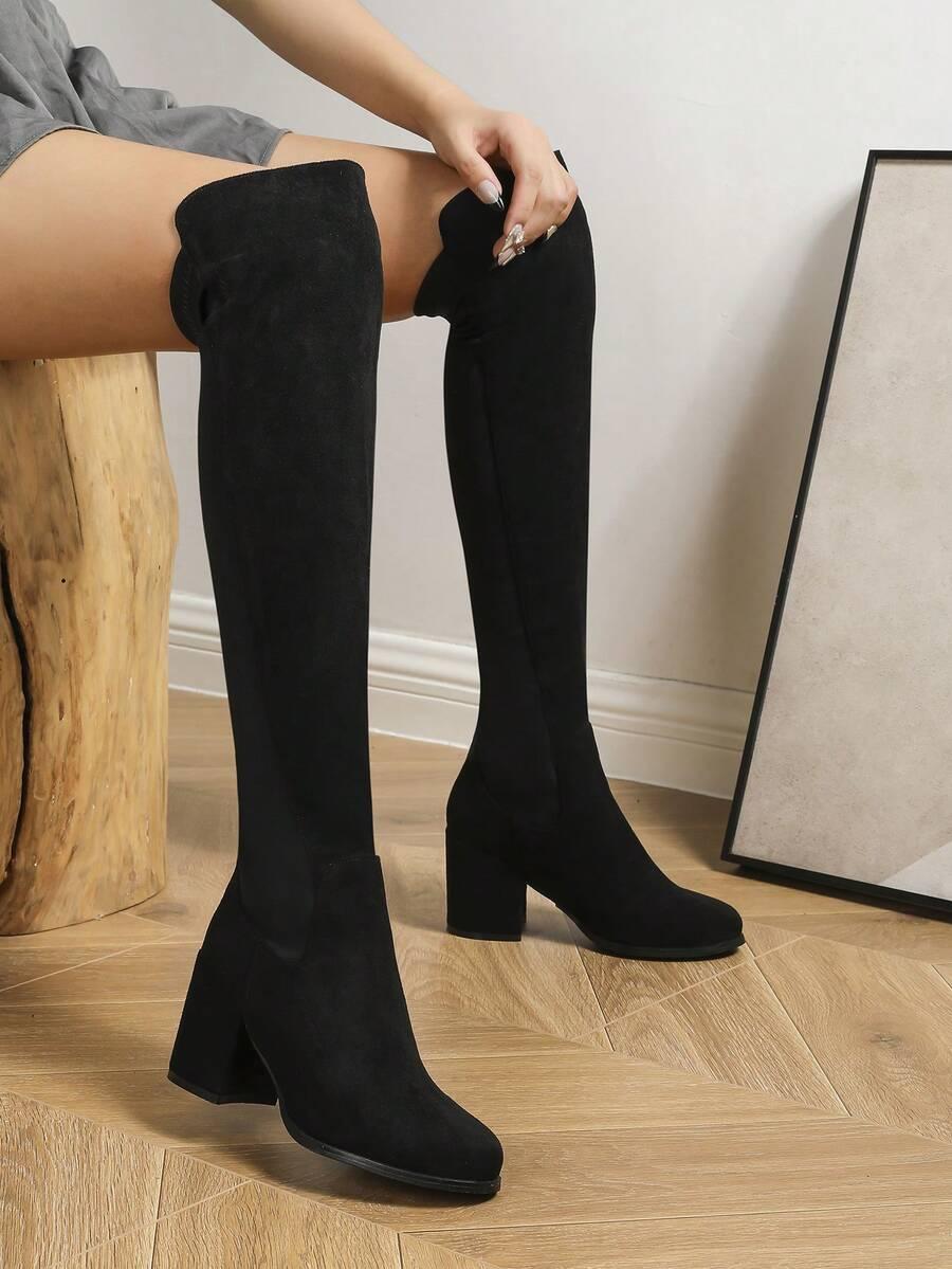 SHEIN CZARNE KOZAKI IMITACJA ZAMSZU W01__40,5