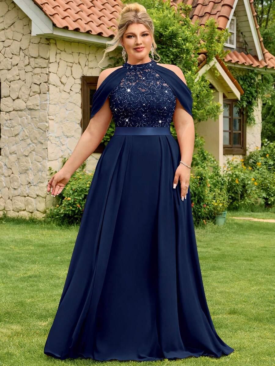 SHEIN NIEBIESKA MAXI SUKIENKA S06__XXL