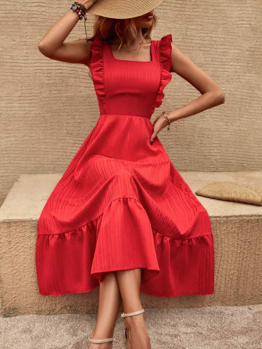 SHEIN CZERWONA MAXI SUKIENKA S06__M