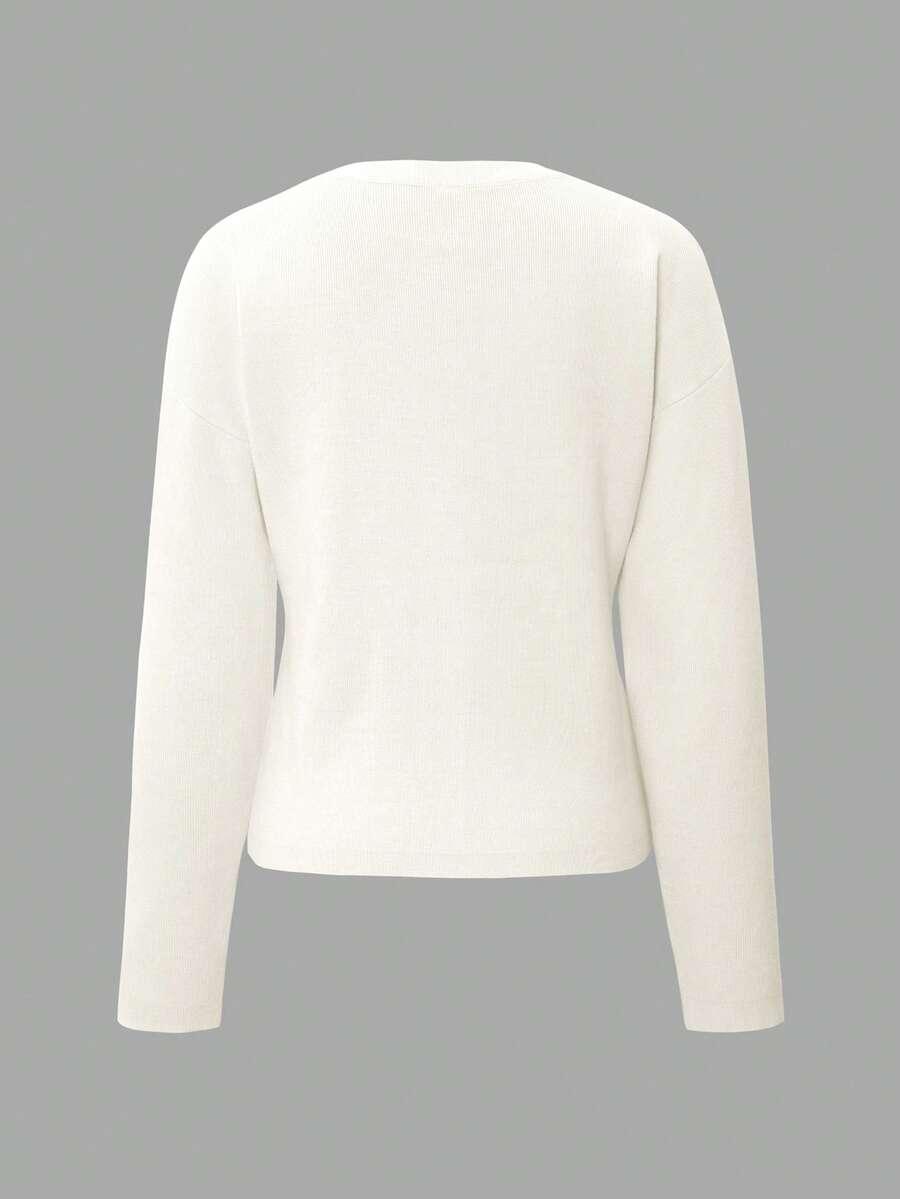 SHEIN KREMOWY ROZPINANY SWETER S06__S