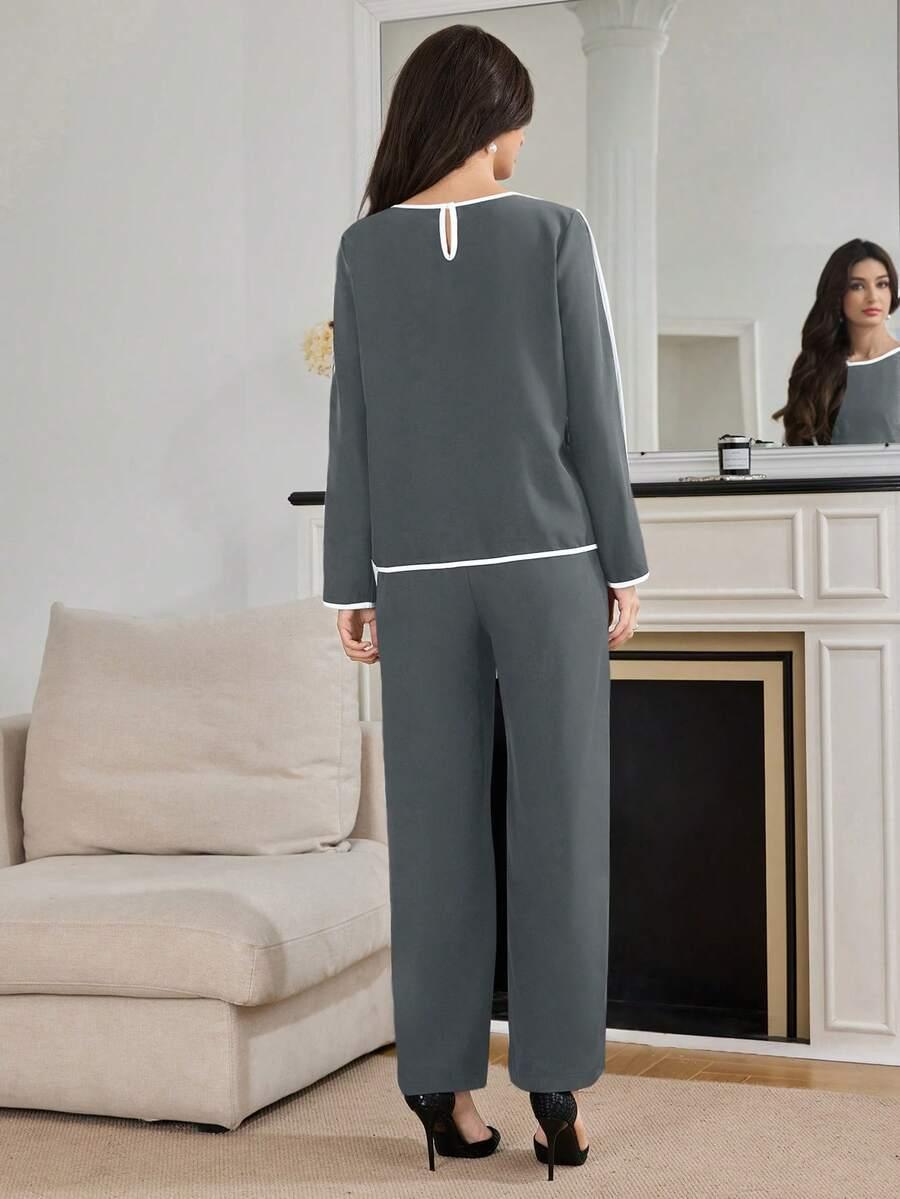 MODELYN SZARY KOMPLET BLUZKA SPODNIE S06__XL