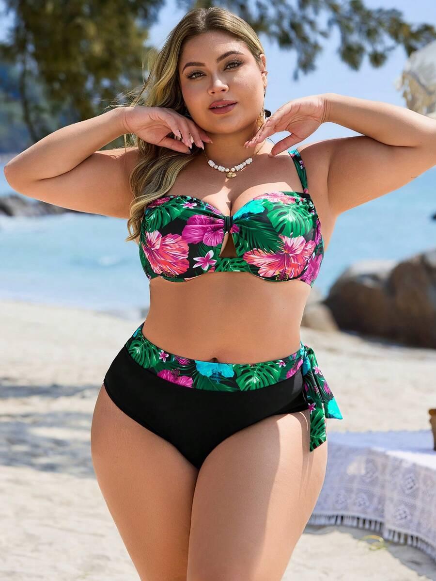 SHEIN DWUCZĘŚCIOWY STRÓJ KĄPIELOWY WZÓR ROŚLINNY S09__46
