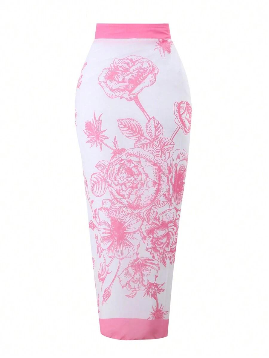 SHEIN JEDNOCZĘŚCIOWY STRÓJ KĄPIELOWY ZE SPÓDNICĄ S09__XL
