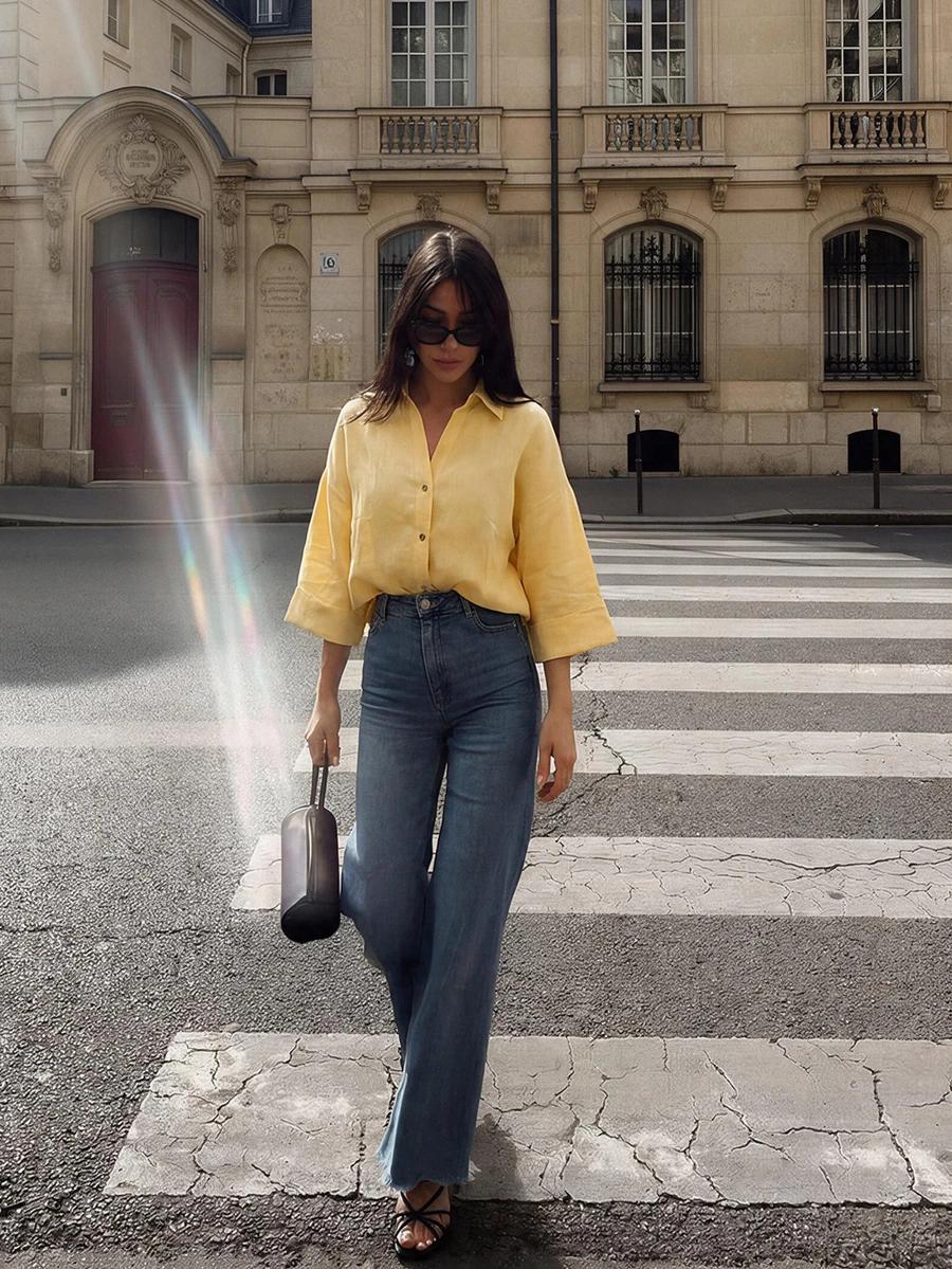 SHEIN ŻÓŁTA KOSZULA OVERSIZE PK01__L