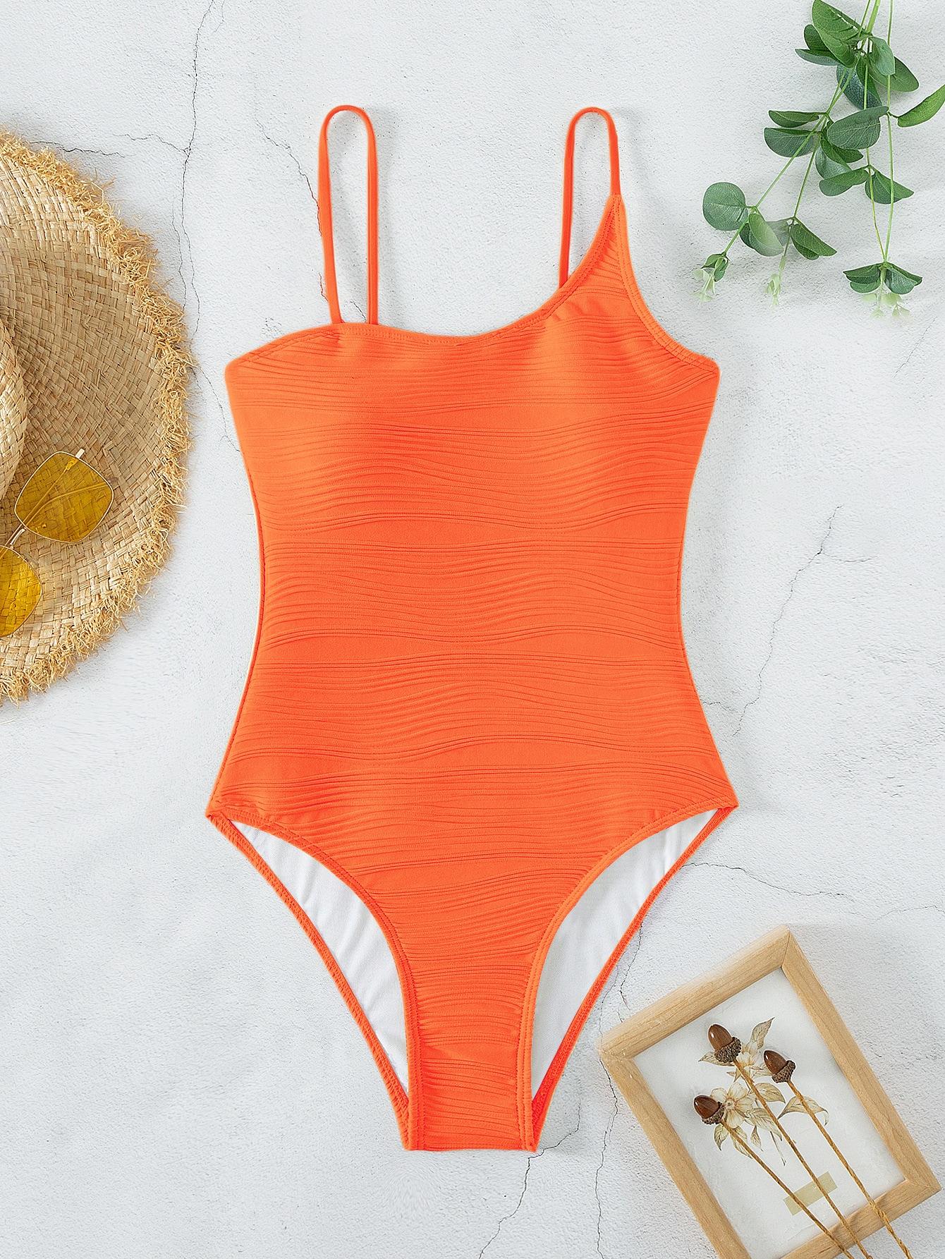 SHEIN POMARAŃCZOWY JEDNOCZĘŚCIOWY STRÓJ KĄPIELOWY S09__L