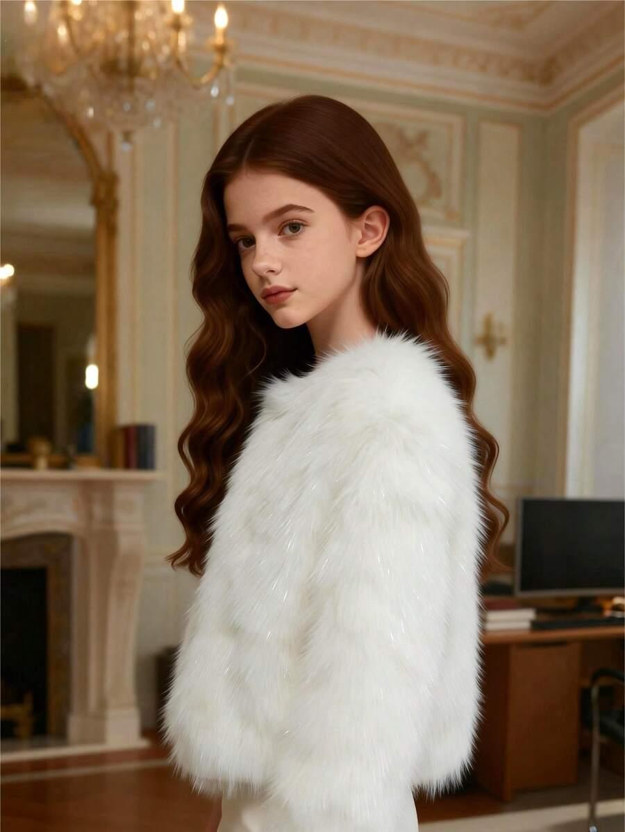 SHEIN BIAŁE SZTUCZNE FUTRO W01__146/152