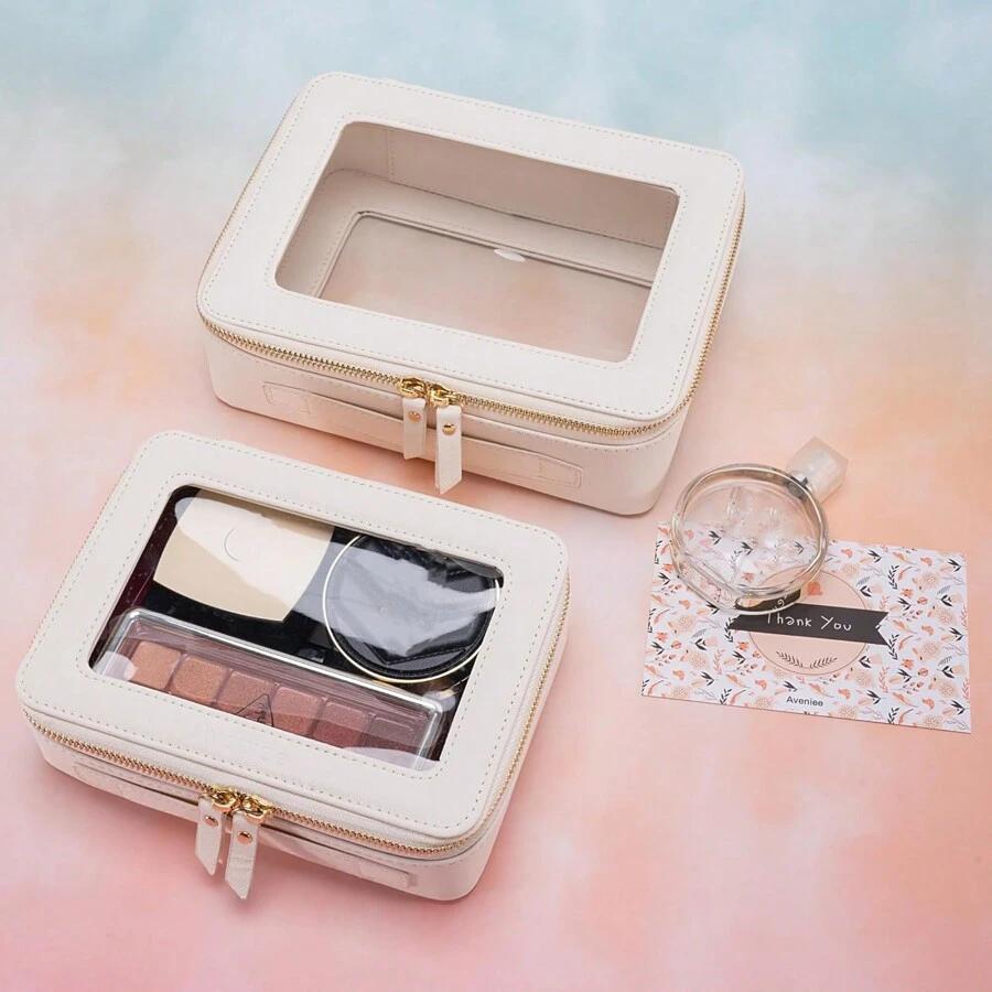 SHEIN BIAŁA KOSMETYCZKA ZAMEK S07__20X15CM