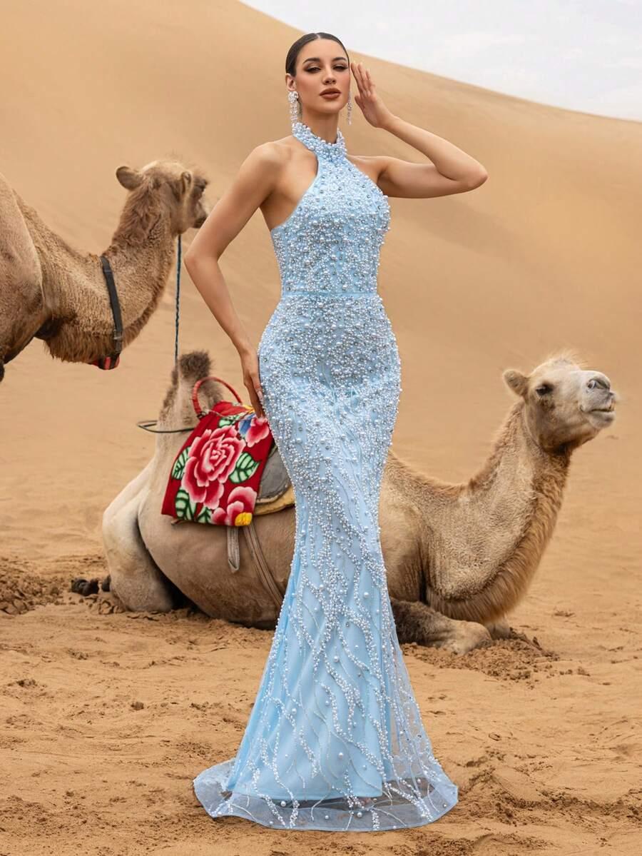 SHEIN NIEBIESKA MAXI SUKIENKA S06__XL