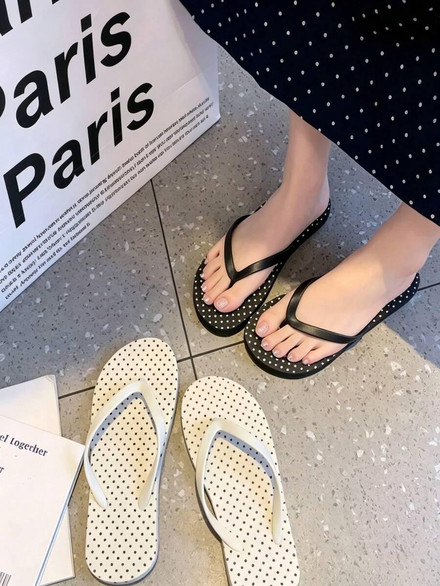 SHEIN CZARNE JAPONKI WZÓR GROSZKI S06__39-40