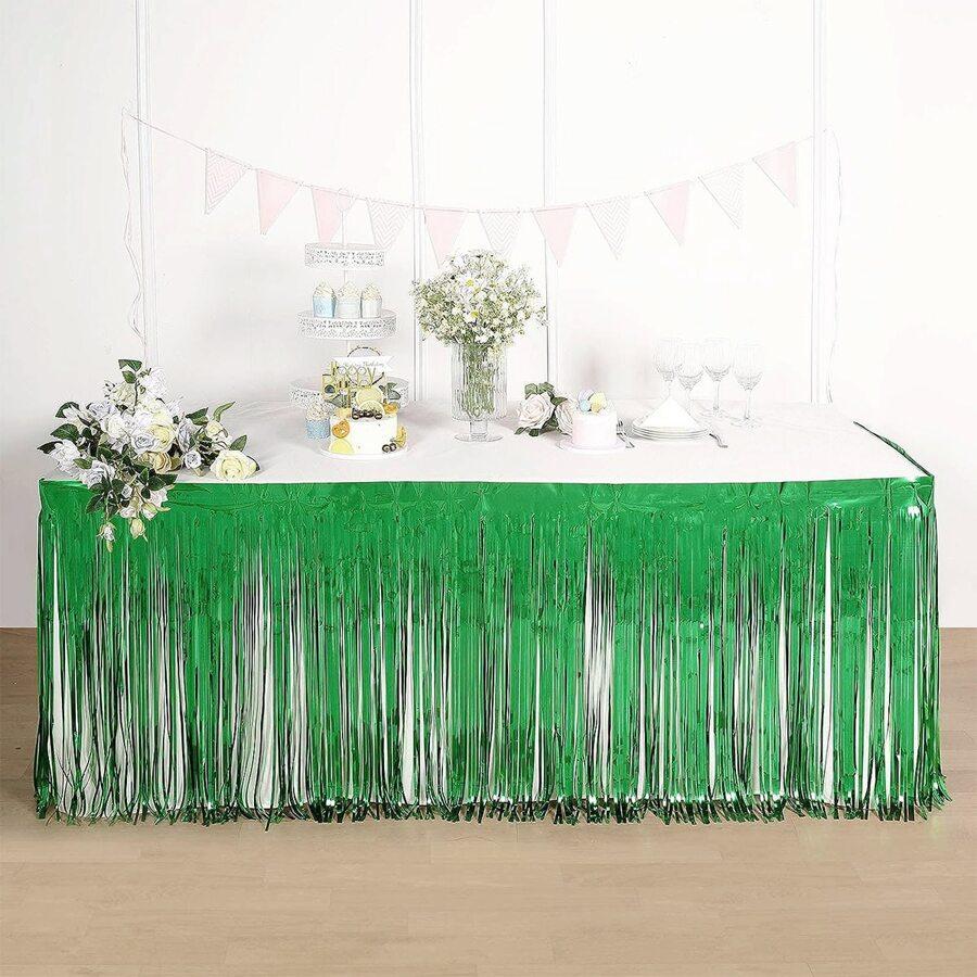SHEIN ZIELONY OBRUS FRĘDZLE POŁYSK BDD__75X275