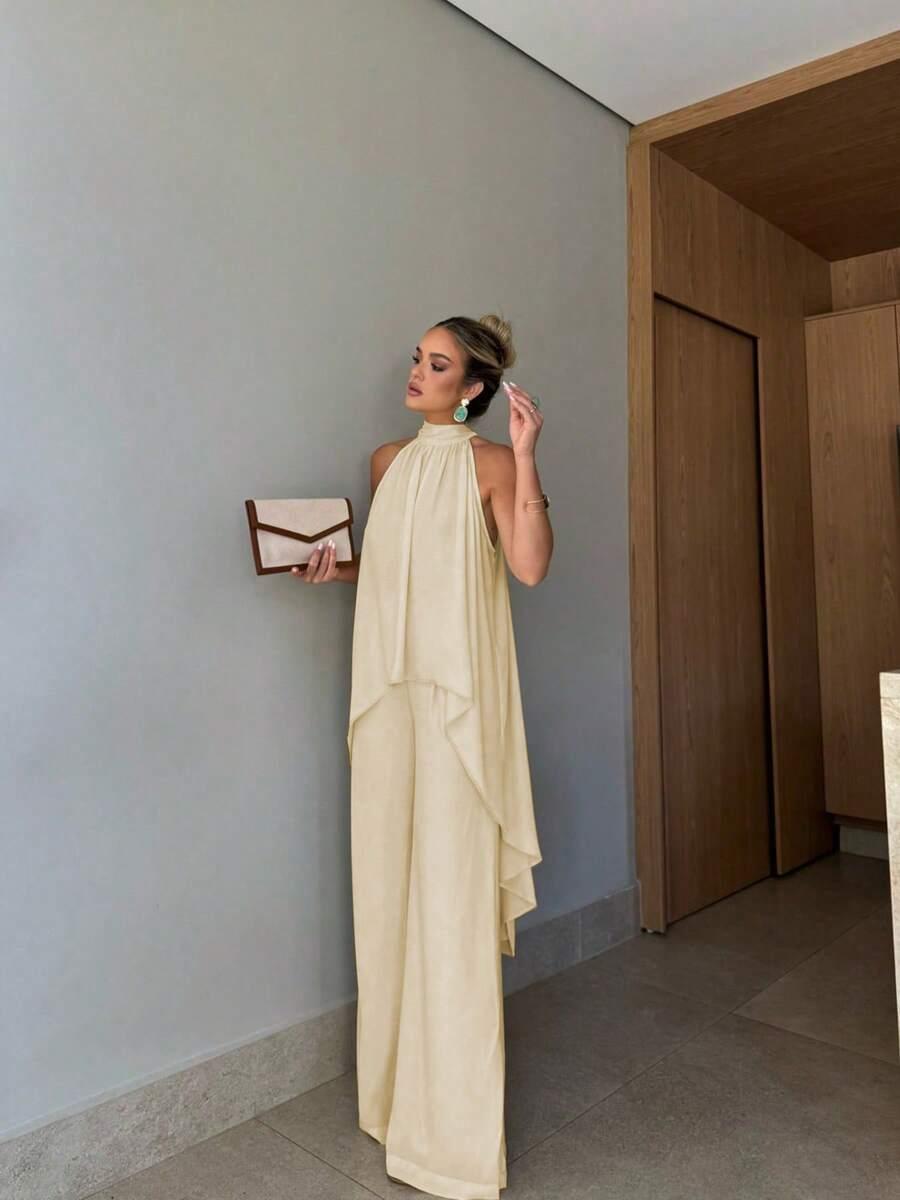 SHEIN BEŻOWY KOMPLET BLUZKA SPODNIE S06__S
