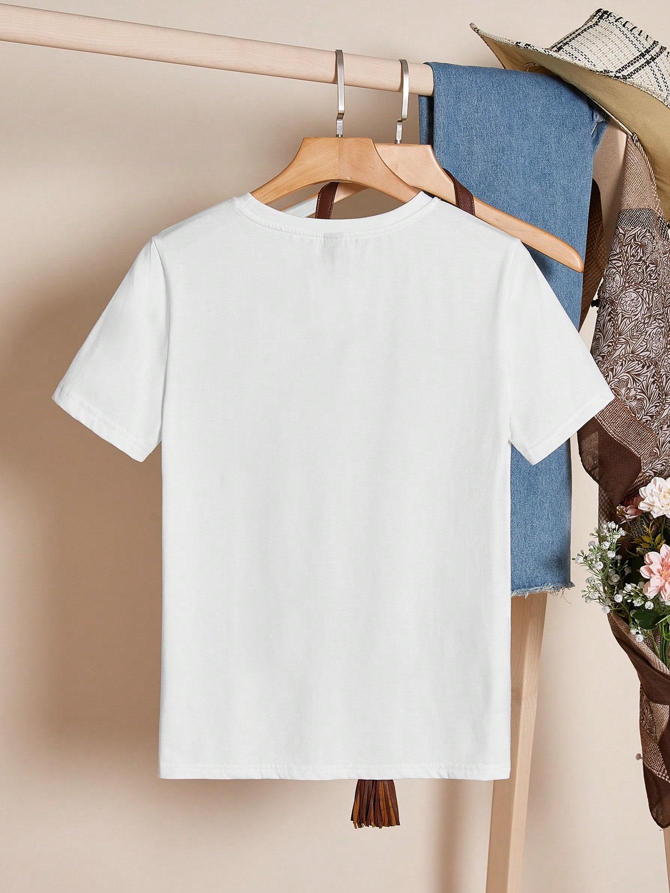SHEIN BIAŁY T-SHIRT PRINT S09__M