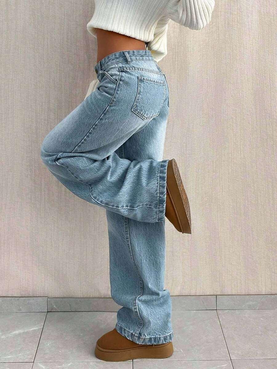 SHEIN SPODNIE JEANS PROSTA NOGAWKA S06__XS