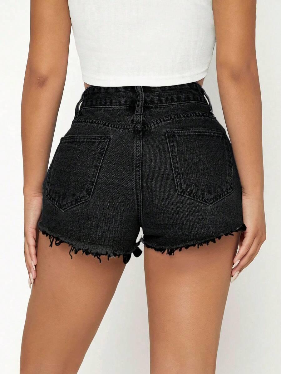 SHEIN CZARNE SPODENKI JEANS S06__M